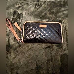 Consuela Black Quilted Wristlet Clutch